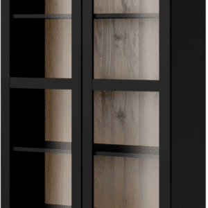 Vitrineskab Vesterholm Ro, sort valnød, 2 låger, H203ÃB89ÃD36 cm, 5 hylder, vægmonteret, FSC